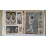 CRICKET, scrap book, laid down with newspaper photos etc. , inc Gifford, Lee, Prideaux, Hanif,