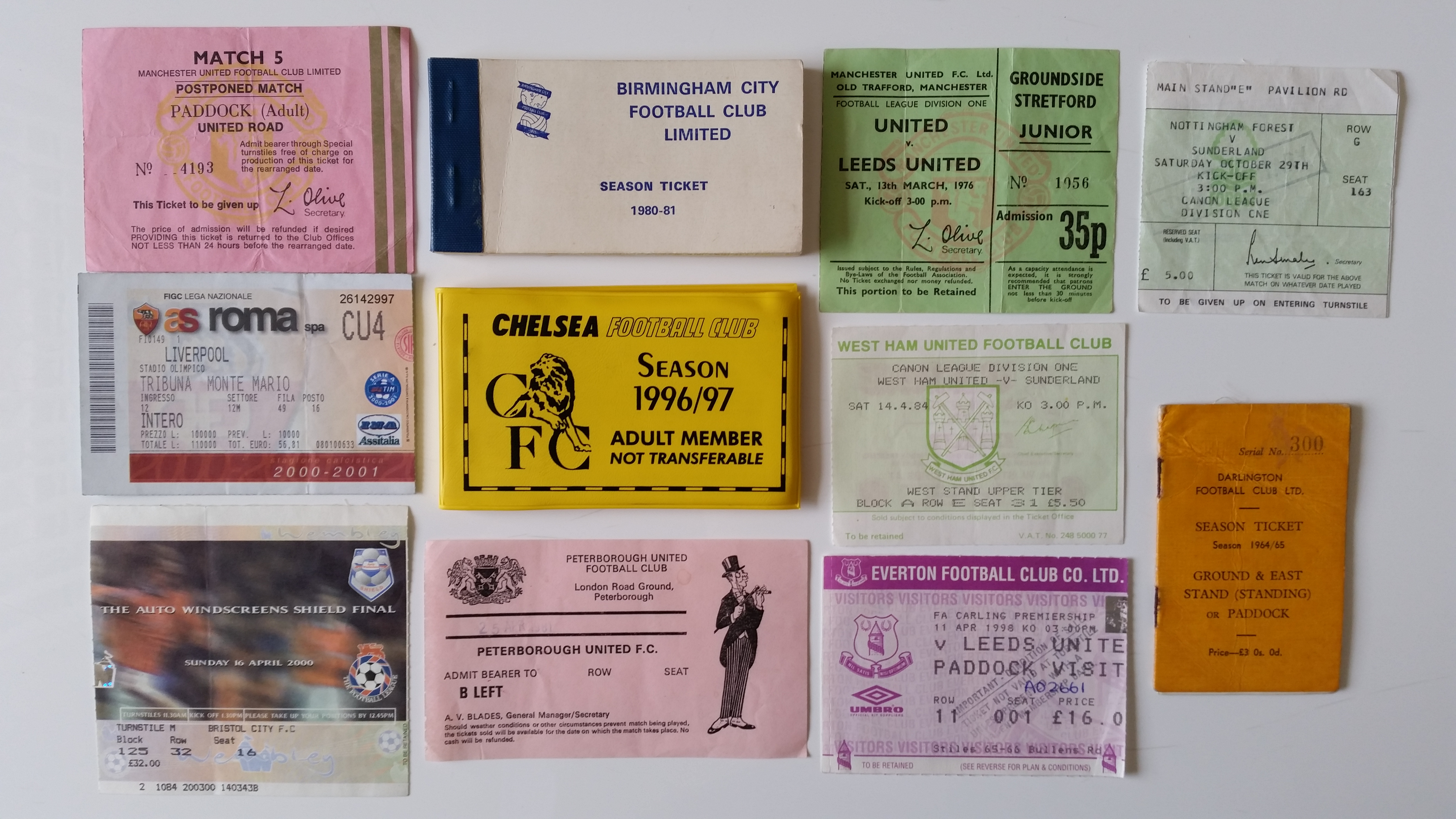 FOOTBALL, tickets, 1964/5 onwards, inc. Darlington, Birmingham, Chelsea (season ticket books);