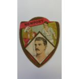 BAINES, shield-shaped rugby card, Play Up Newport, Boucher inset, G
