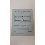 RUGBY UNION, programme, Combined Services v London Counties, 2 October 1935, played at Twickenham in