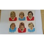 MANCHESTER EVENING NEWS, Manchester United & City, complete set of 30, uncut sheet of five, Pink