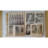 CRICKET, scrap book, laid down with newspaper photos etc. , inc Suttle, Griffith, Illingworth,