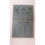 FOOTBALL, West Ham home programme, v Grimsby Town, 27 Nov 1948, abandoned match, folds, G