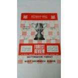 FOOTBALL, programme, Nottingham Forest v West Bromwich Albion, 3rd Sept 1968, Football League Cup,