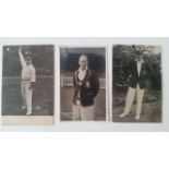 CRICKET, player postcards & photo (1), inc. Warwick Armstrong, Harry Howell, Fred Tate, Bryan