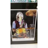 POP MUSIC, The Rolling Stones, colour print showing Charlie Watts half-length playing drums,