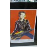 POP MUSIC, The Sex Pistols, colour print showing Sid Vicious half-length playing guitar, signed by