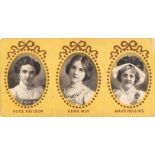 WALLACE & Co., Celebrities (actresses), three images per card, 69 x 35mm, yellow backgrounds, G to