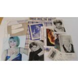 ENTERTAINMENT, selection of signed (19) newspaper cuttings, promotional photographs, white card,