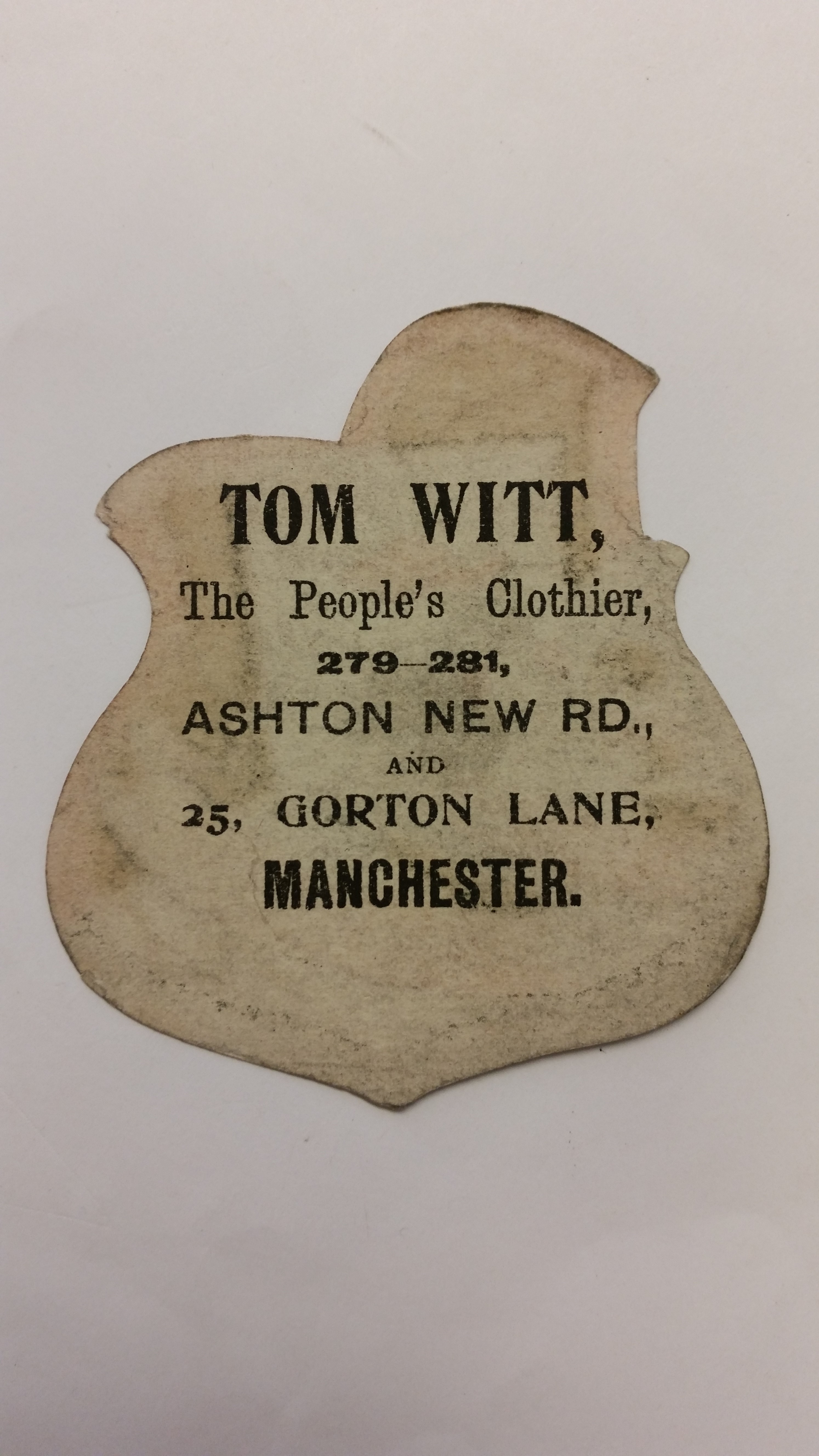 TOM WIT, shield-shaped rugby card, After the Ball Moseley, VG - Image 2 of 2