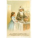 LIEBIG, advert card, showing nun and young girl in kitchen, French, 69 x 117mm, G