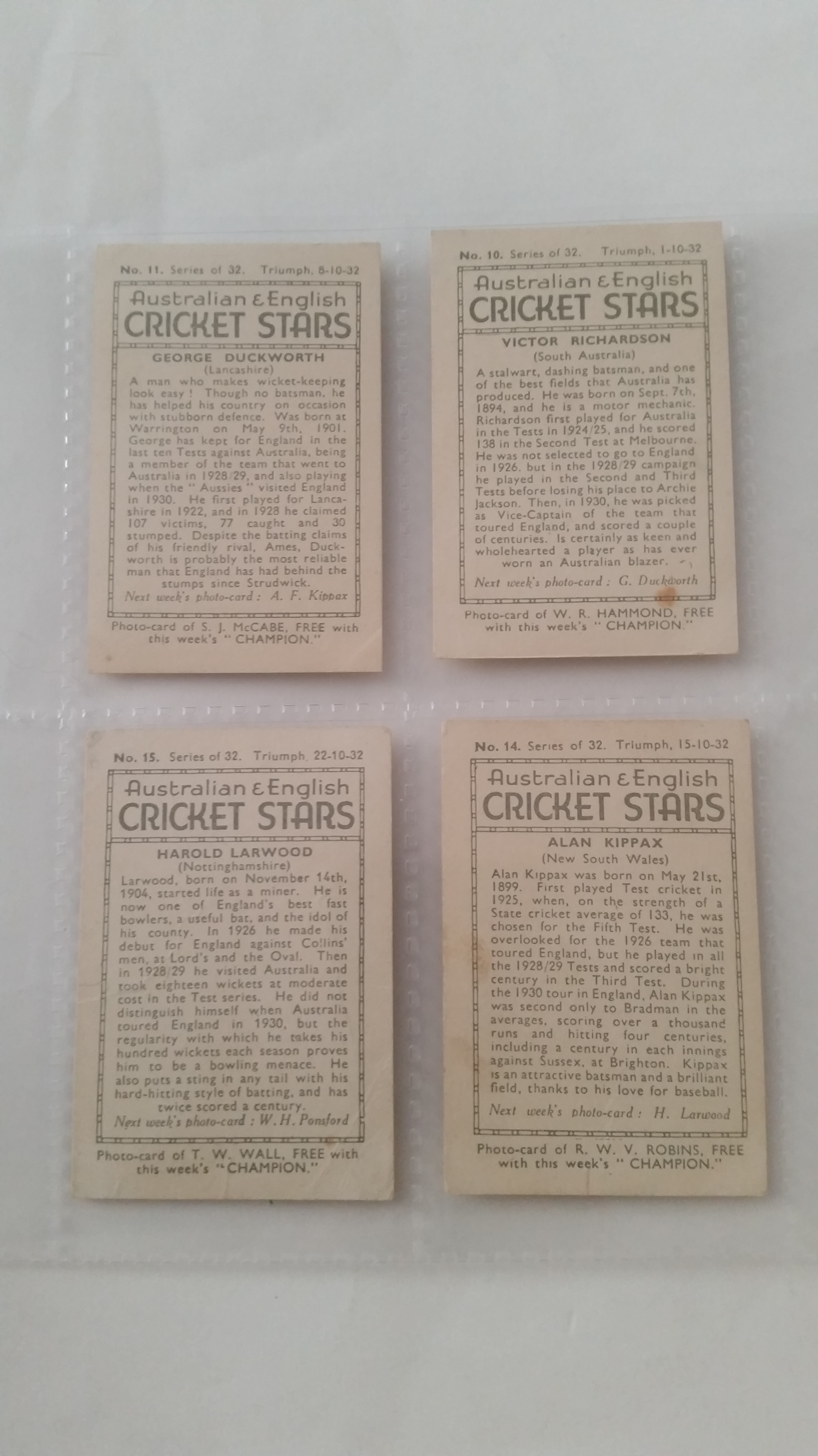 AMALGAMATED PRESS, Australian & English Cricket Stars, large, creased (3), FR to VG, 19 - Image 5 of 9