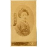 JAPAN, Beauties, girl h/s in kimono (in oval), 1890s, brown tint, p/b, G