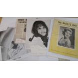 ENTERTAINMENT, selection of signed promotional photos, white card, newspaper cuttings; Vikki Carr,