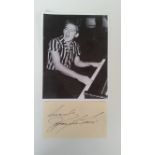 POP MUSIC, signed blank card by Jerry Lee Lewis, with reprint photo, a.m.r., VG