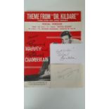 CINEMA, signed selection, inc. album page by Raymond Massey & white card by Richard Chamberlain