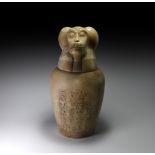 Large Egyptian Canopic Jar of Baboon-Headed Hapi