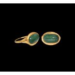 Greek Gold Ring with Emerald