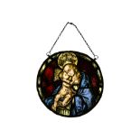 Medieval Virgin Mary and Child Stained Glass Roundel