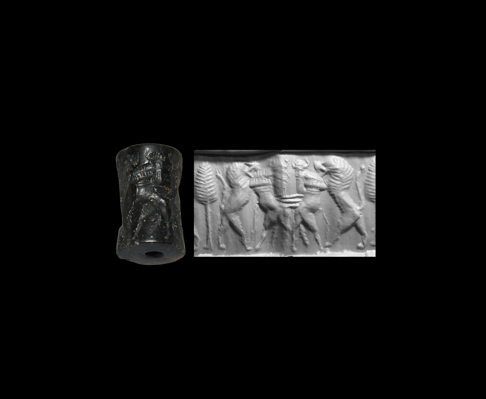 Akkadian Cylinder Seal with Contest Scene