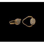 Egyptian Gold Swivel Ring with Scarab