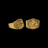 Roman Gold Wedding Ring with Clasped Hands