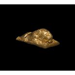 Graeco-Bactrian Gold Recumbent Male Lion Mount