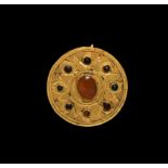 Large Sarmatian Jewelled Gold Brooch