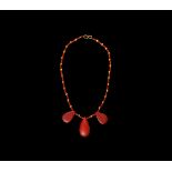 Egyptian Red Jasper Triple Teardrop Necklace