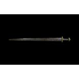 Viking Sword with Jade Pommel and Elaborate Guards