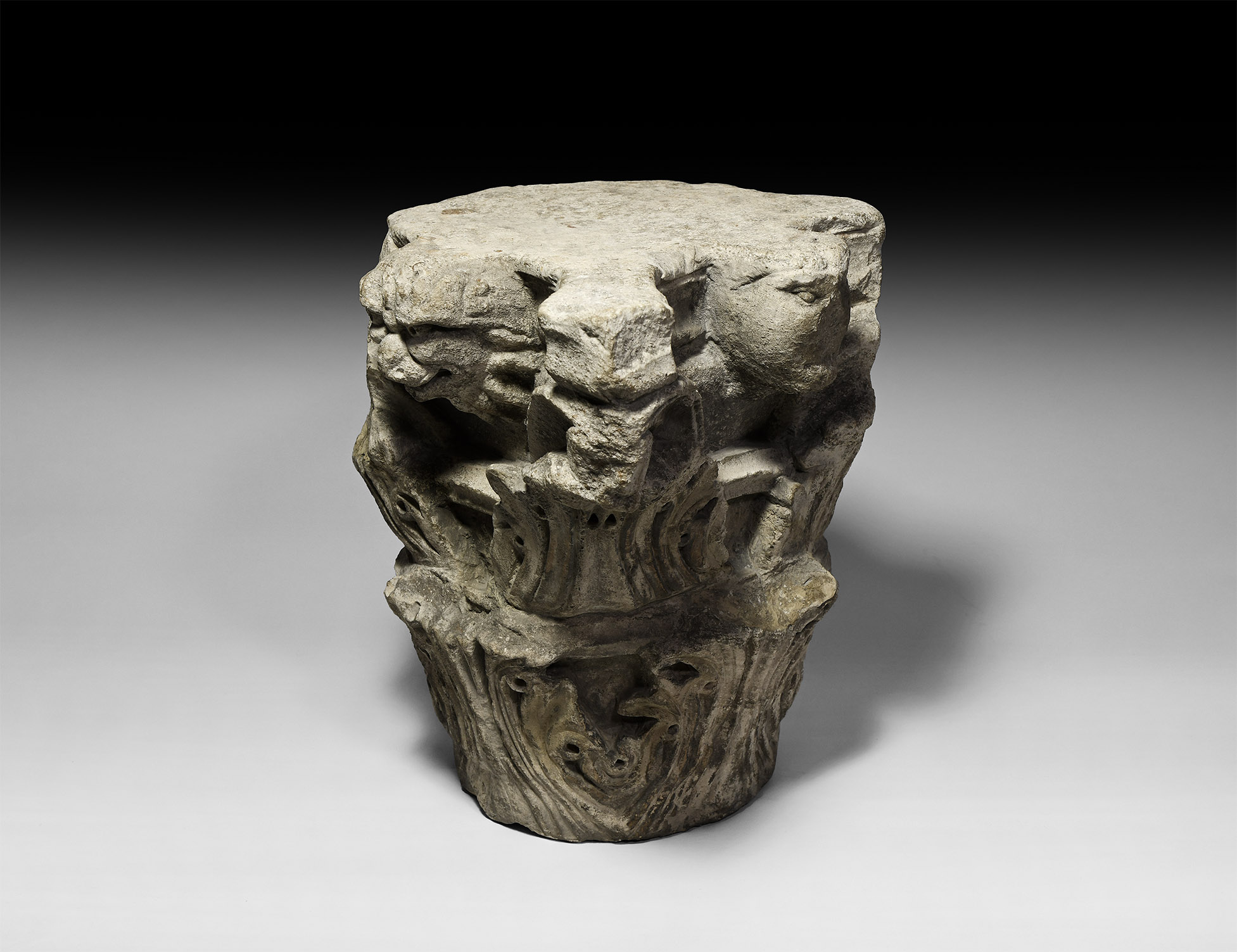 Medieval Fragmentary Capital with Lion