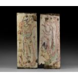 Chinese Painted Panels with Heavenly Beings