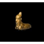 Achaemenid Gold Human-Headed Bull Mount