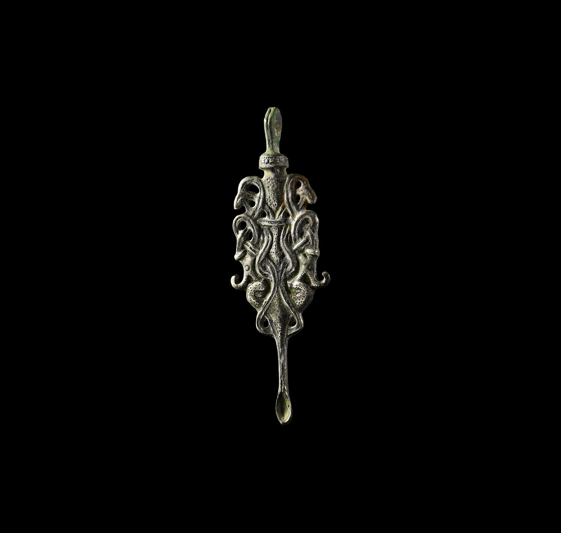 Viking Silver Apothecary Spoon with Entwined Beasts