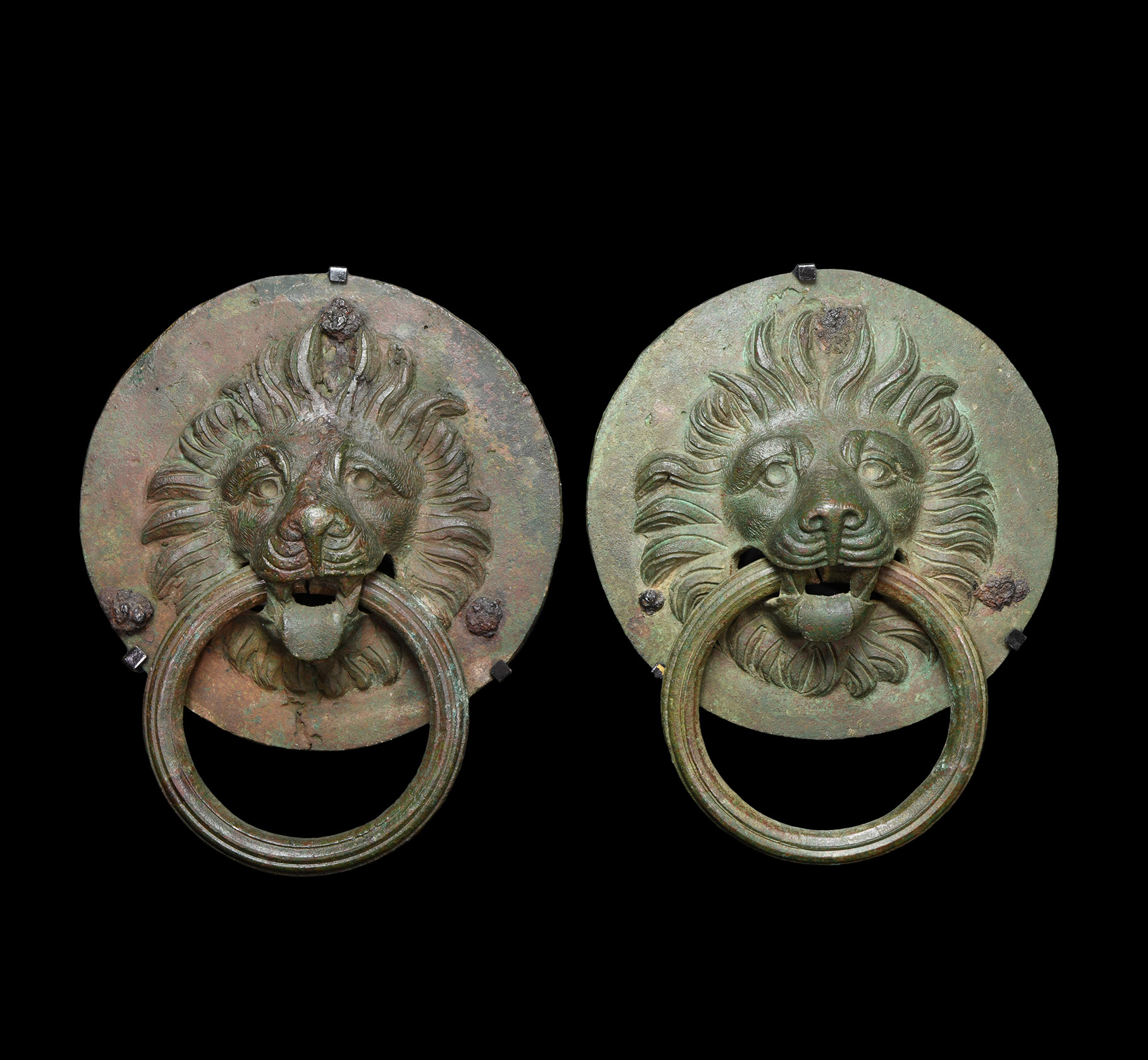 Large Roman Door Handle Pair with Lion Heads