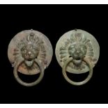 Large Roman Door Handle Pair with Lion Heads