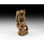 Mayan Jade Seated Jaguar Warrior Figure