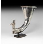 Hellenistic Silver Rhyton with Deer Protome