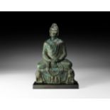 Gandharan Seated Buddha with Buddhist Scene