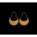 Roman Gold Crescent-Shaped Earring Pair