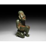 Olmec Jadeite Kneeling Figure with Bowl