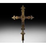 French Processional Cross with Fleur-De-Lys Terminals