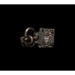 Byzantine Silver Buckle with Amphora and Cross