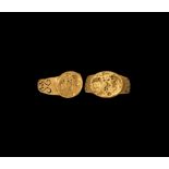 Roman Gold Ring with Isis and Serapis