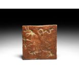 Medieval St Etheldreda's Church Floor Tile with Crowned Lion