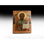 Russian Orthodox Painted Icon of St Nicholas