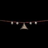 Elamite Carnelian Bead Necklace with Silver Pendants