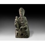 Chinese Qing Mother and Child Statue