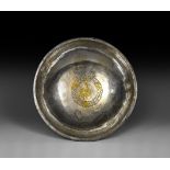 Sassanian Silver-Gilt Footed Bowl with Peahen