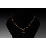 Byzantine Silver Cross Pendant with Necklace Chain